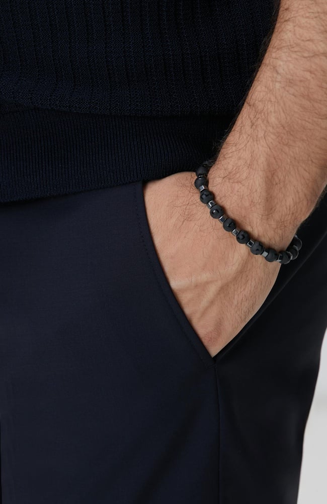  Network Erkek Siyah Doğal Taşlı Bileklik