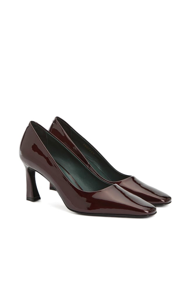  George Hogg Kadın Bordo Rugan Deri Topuklu Ayakkabı