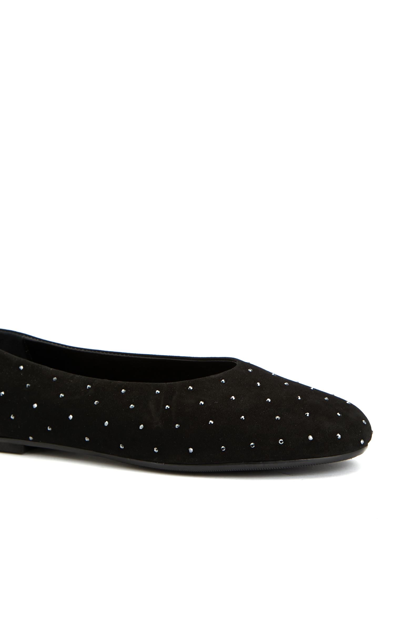 Divarese Kadın Siyah Taş Detaylı Süet Babet