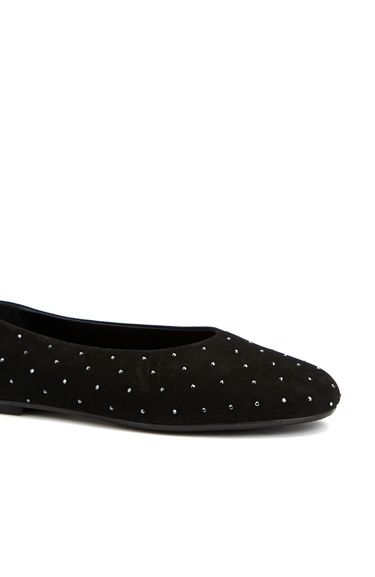  Divarese Kadın Siyah Taş Detaylı Süet Babet