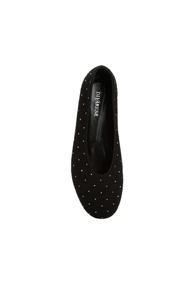  Divarese Kadın Siyah Taş Detaylı Süet Babet