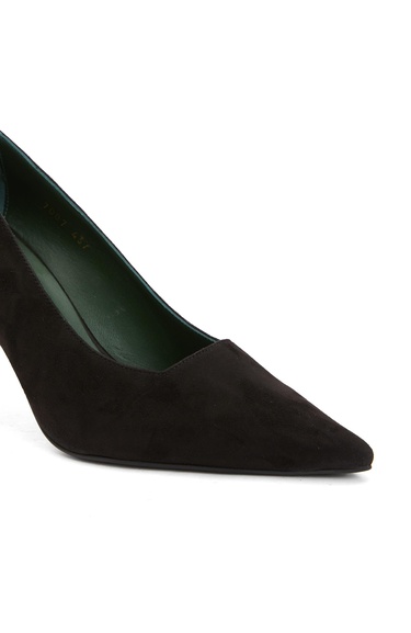  George Hogg Kadın Siyah Süet Deri Topuklu Ayakkabı