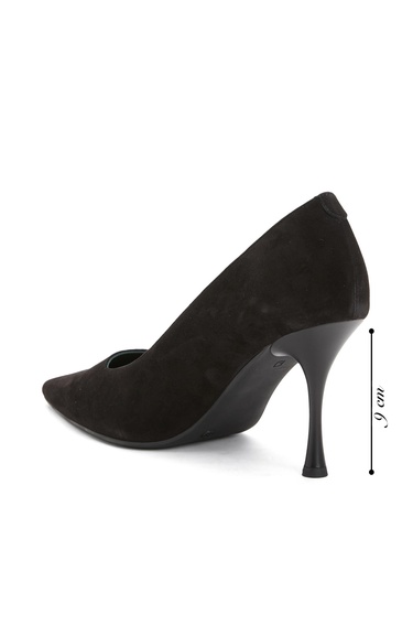  George Hogg Kadın Siyah Süet Deri Topuklu Ayakkabı