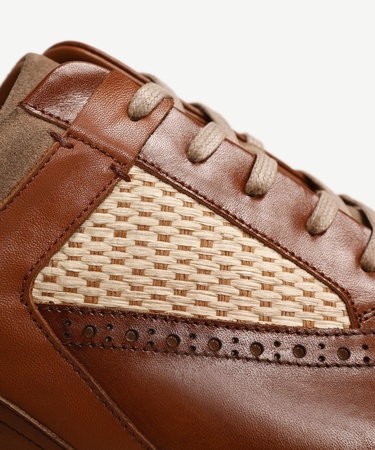  YARGICI Hasır Detaylı Deri Sneakers