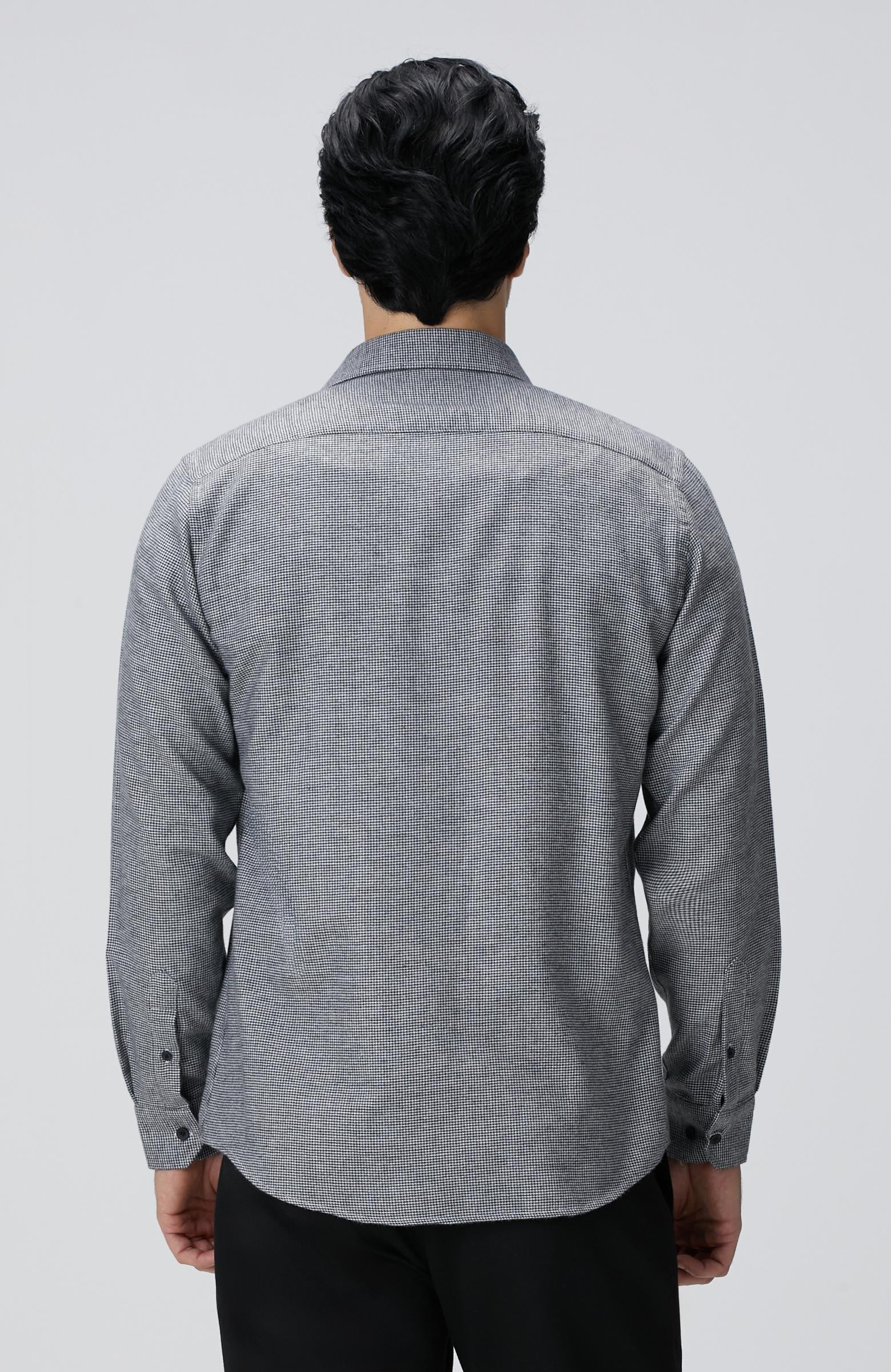  Network Erkek Siyah Beyaz Kaz Ayağı Desenli Gömlek