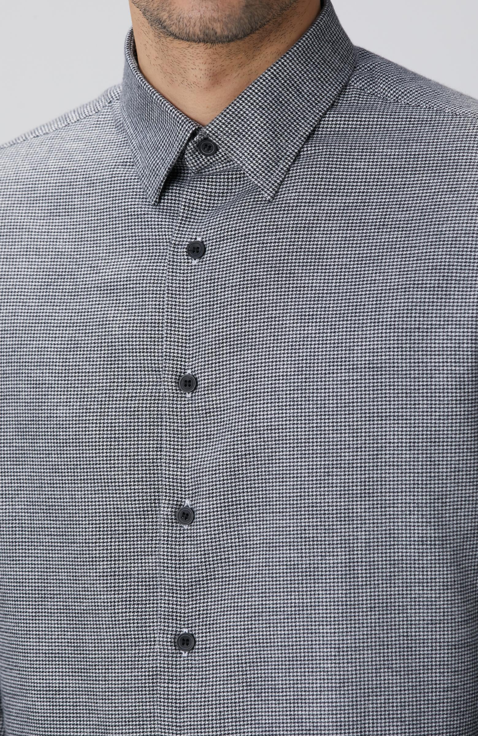  Network Erkek Siyah Beyaz Kaz Ayağı Desenli Gömlek