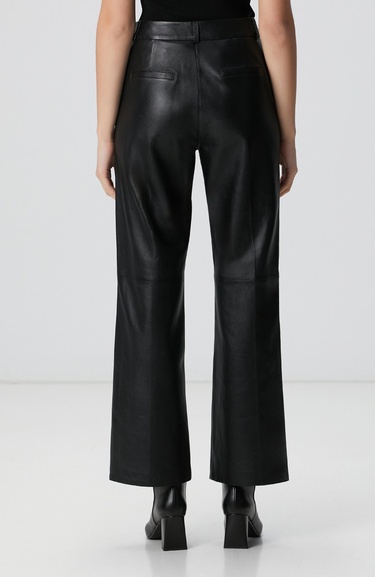  Network Kadın Siyah Yüksek Bel Deri Pantolon