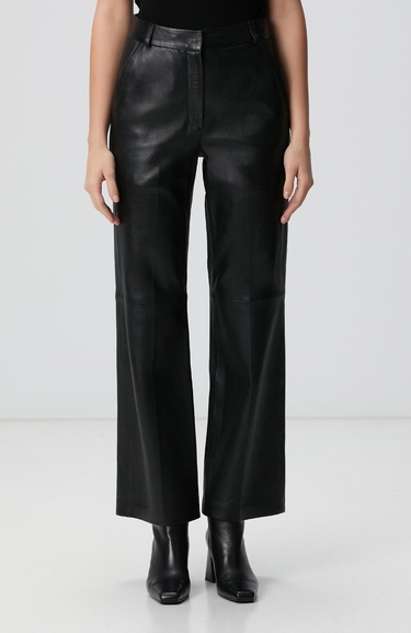  Network Kadın Siyah Yüksek Bel Deri Pantolon