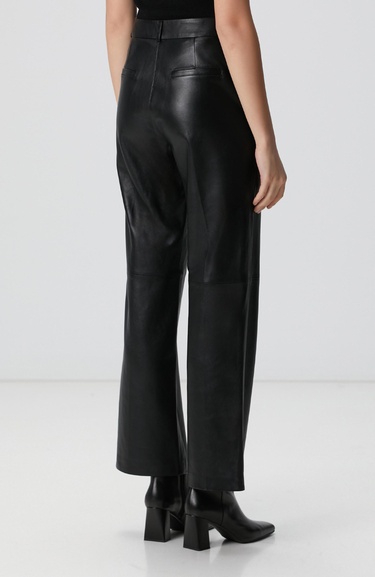  Network Kadın Siyah Yüksek Bel Deri Pantolon