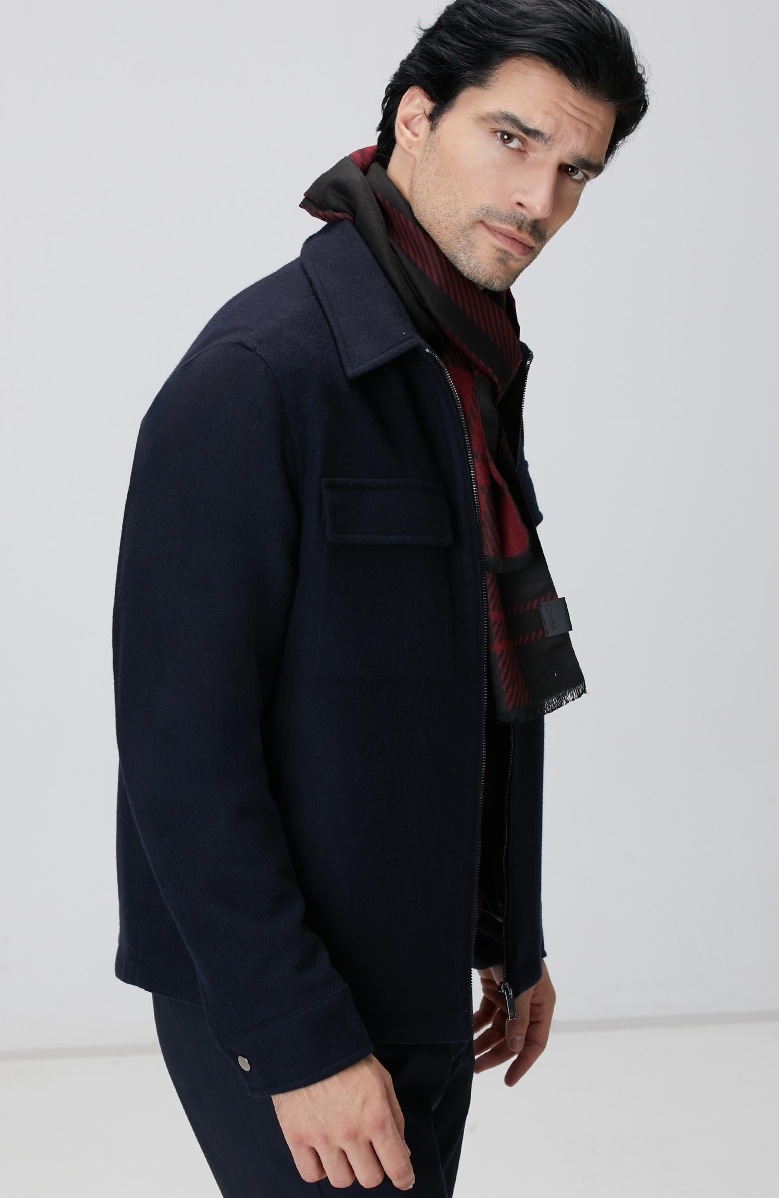 Network Erkek Lacivert Yün Karışımlı Dış Gömlek