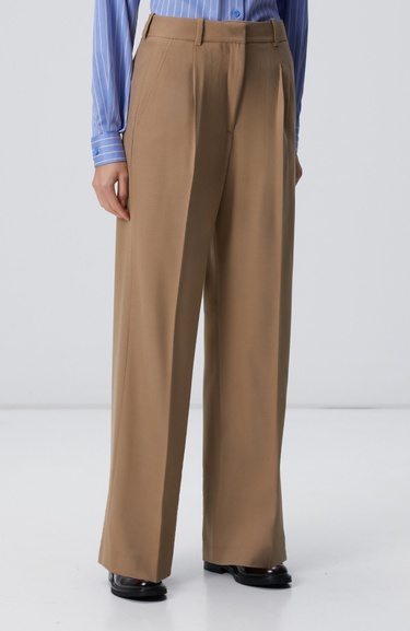  Network Kadın Camel Pileli Yüksek Bel Pantolon