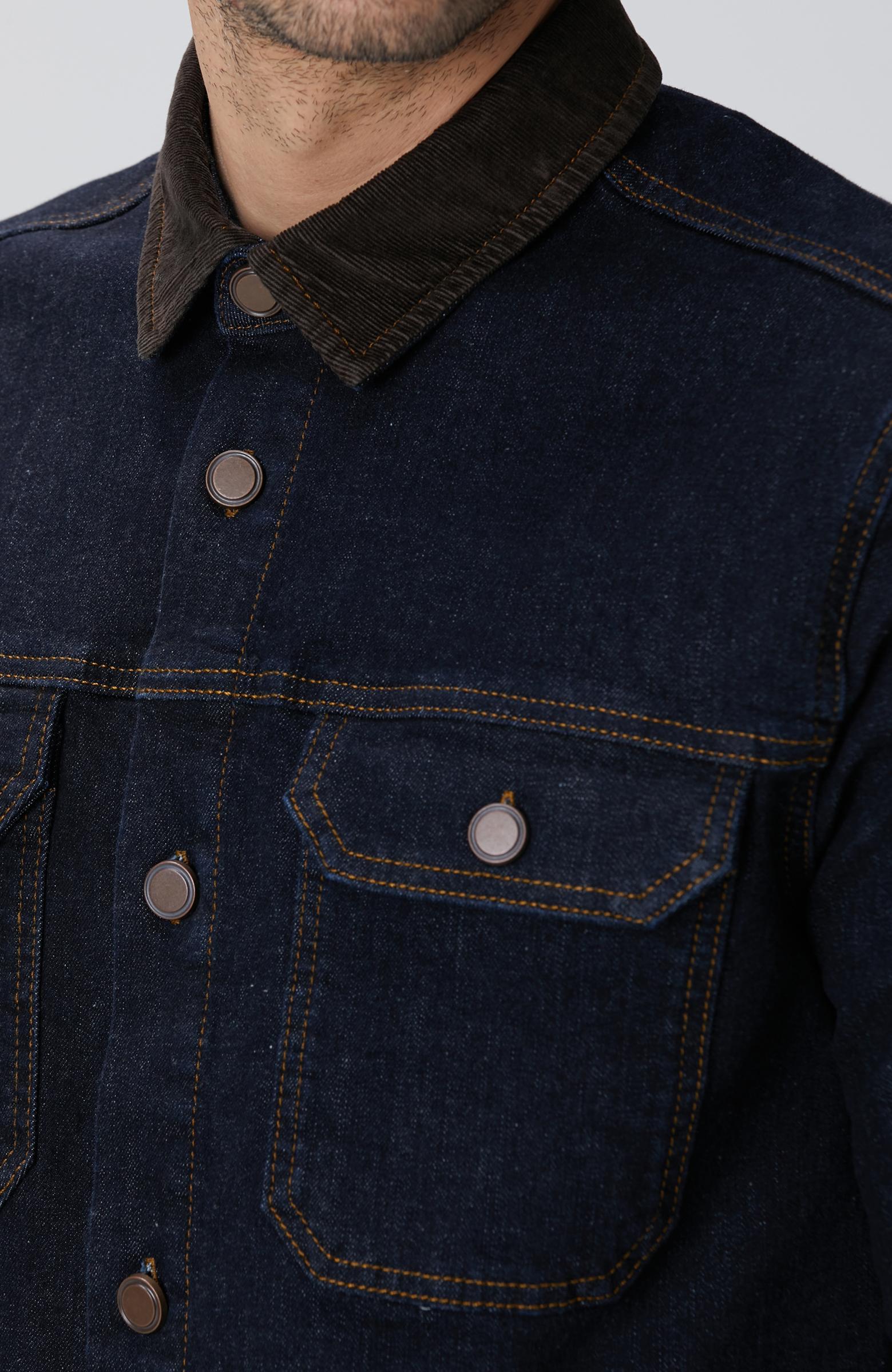 Network Erkek Lacivert Yakası Kadife Denim Gömlek