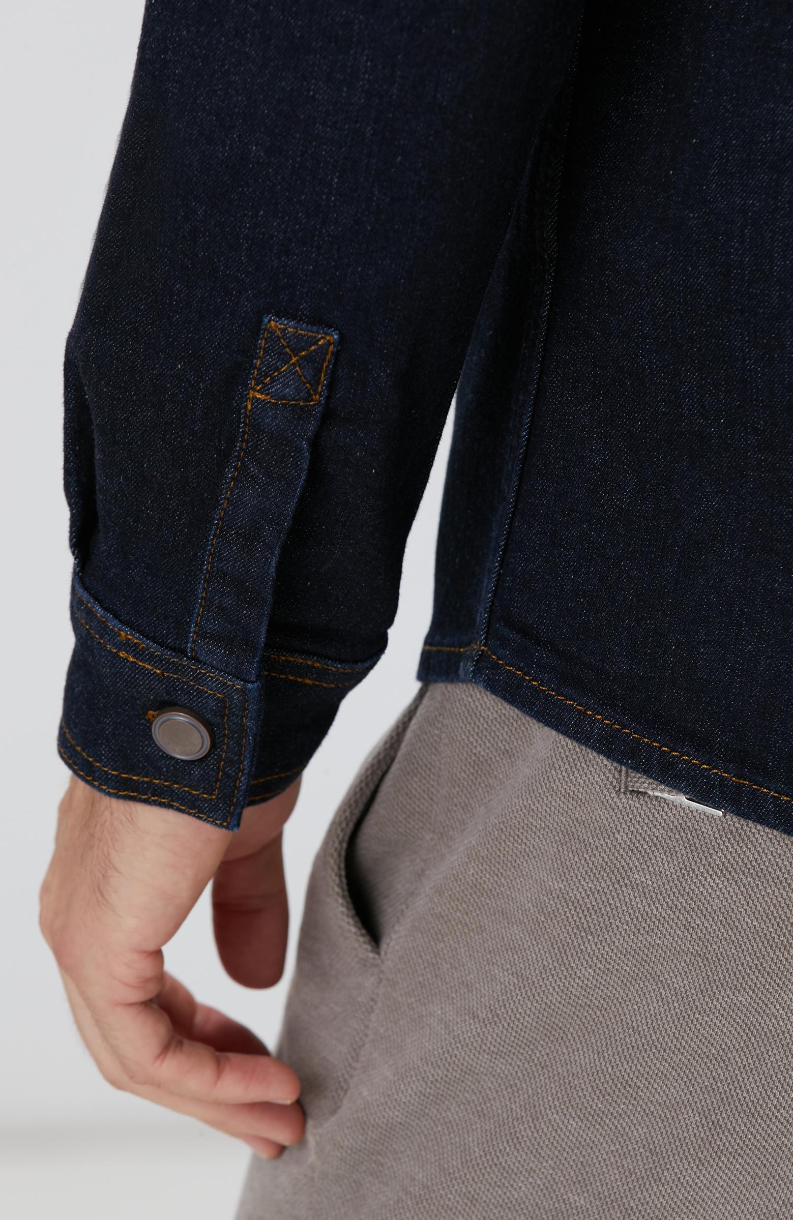  Network Erkek Lacivert Yakası Kadife Denim Gömlek