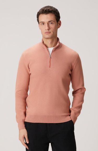  Network Erkek Somon Yakası Fermuarlı Triko Kazak