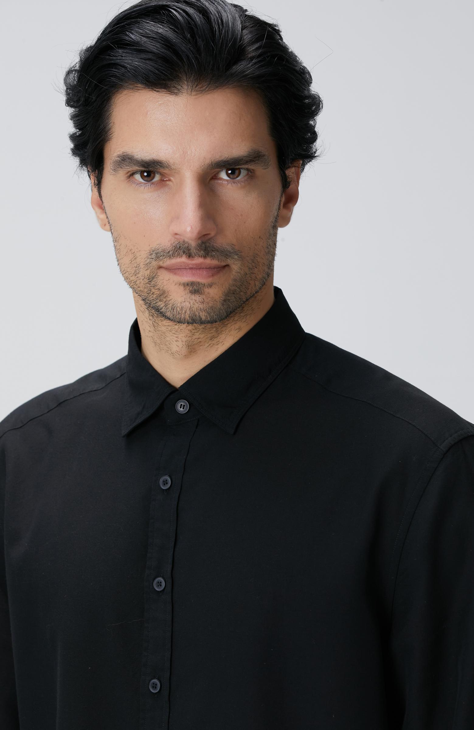  Network Erkek Siyah Yün Karışımlı Gömlek