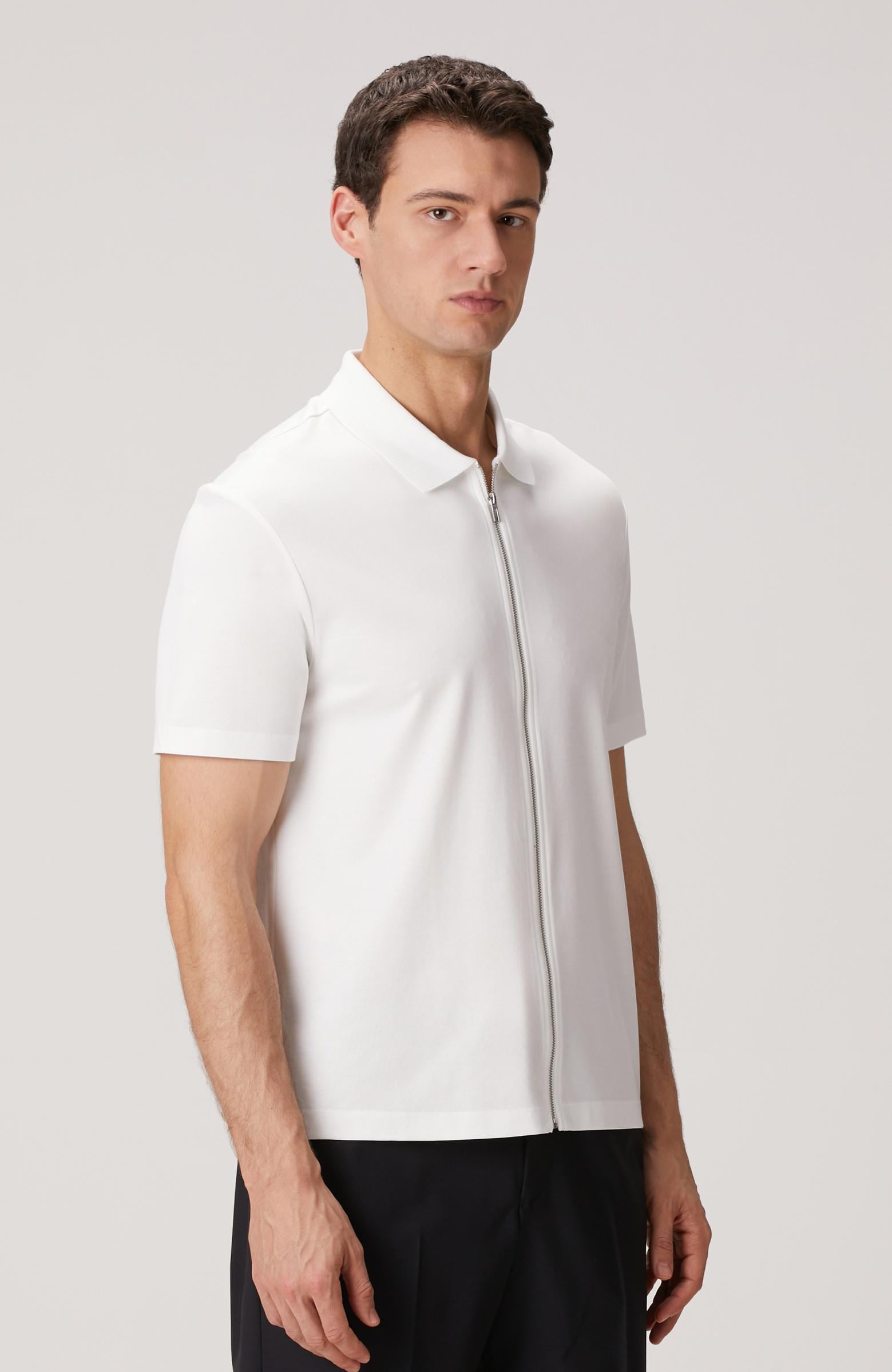  Network Erkek N-Tech Beyaz Fermuarlı Örme Gömlek