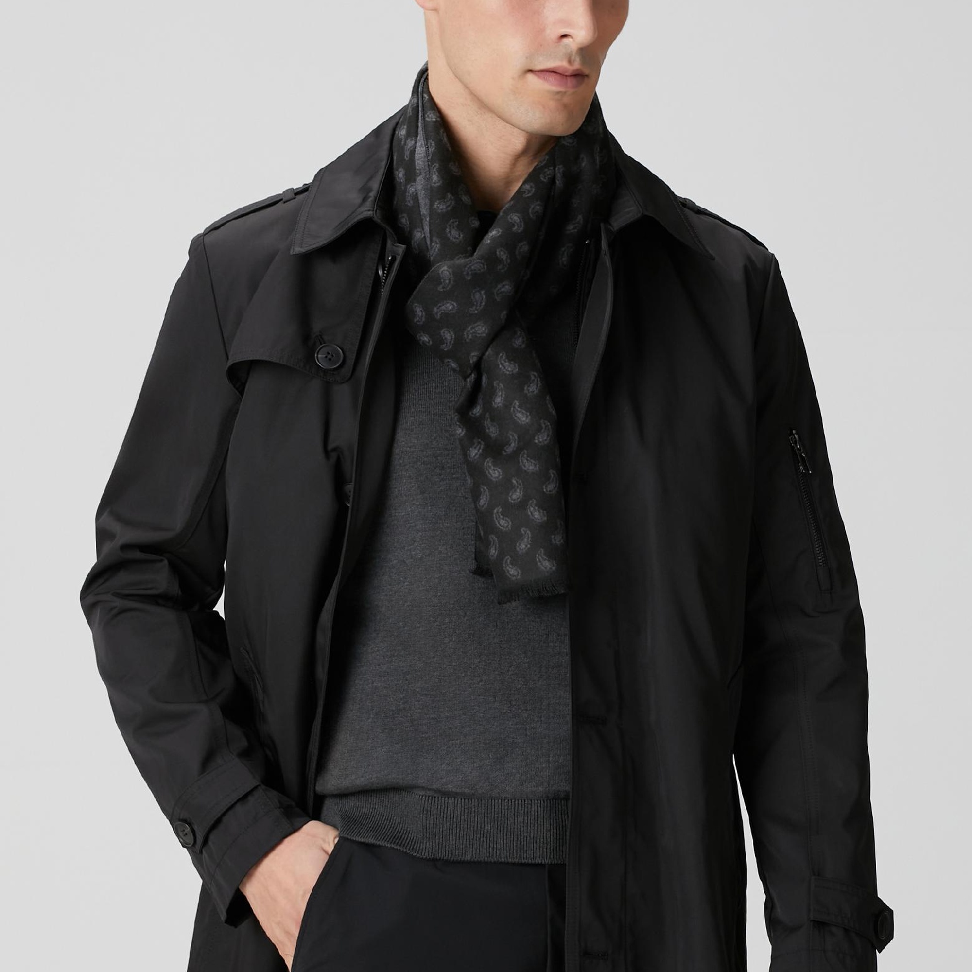 Network Erkek Siyah Trenchcoat