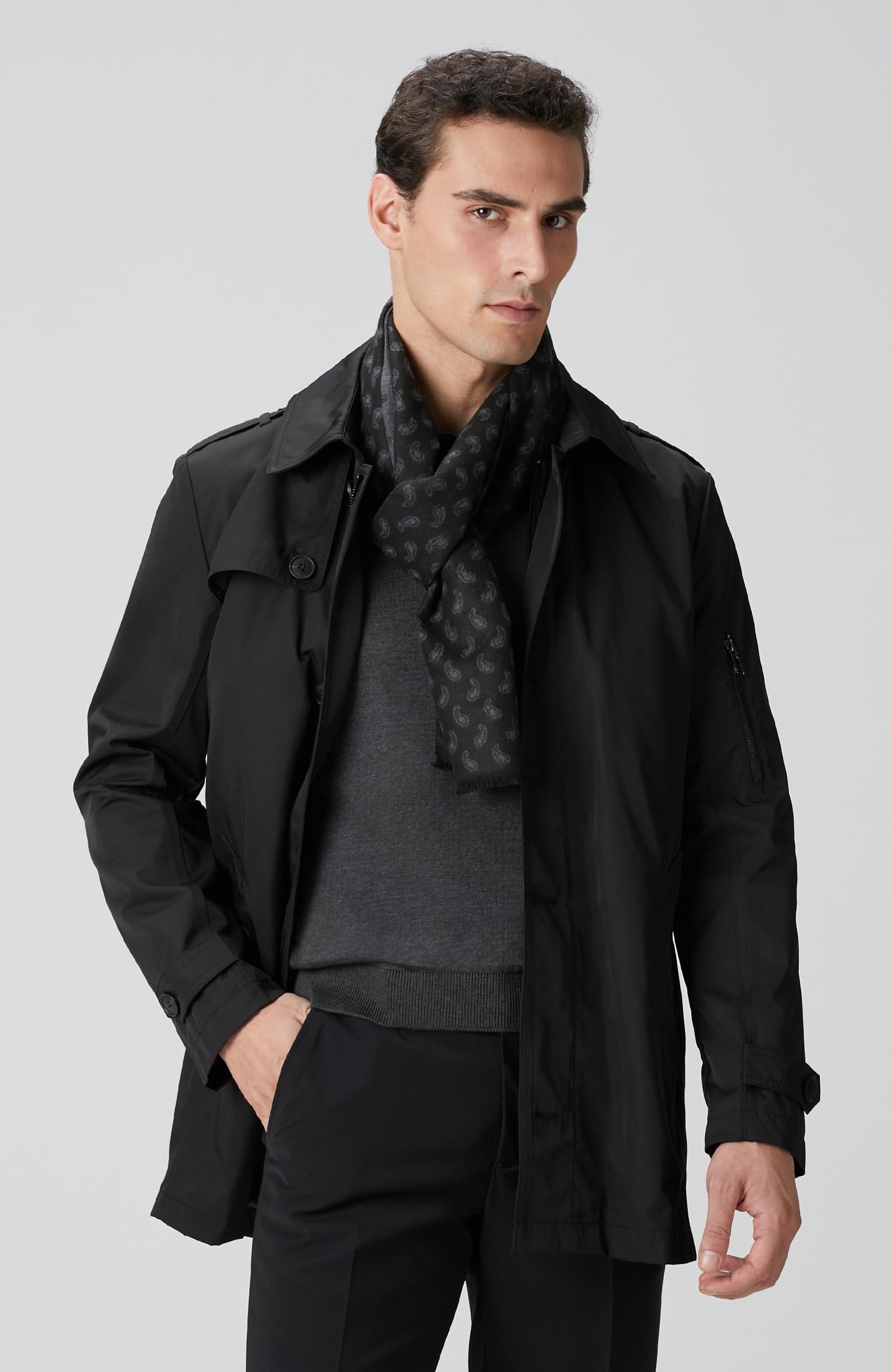  Network Erkek Siyah Trenchcoat