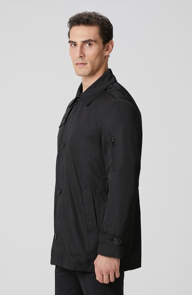  Network Erkek Siyah Trenchcoat