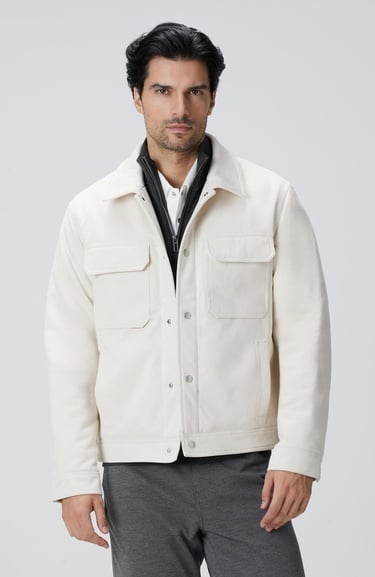  Network Erkek Kırık Beyaz Kapitoneli Bonded Mont