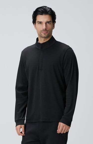  Network Erkek Siyah Uzun Kollu T-shirt