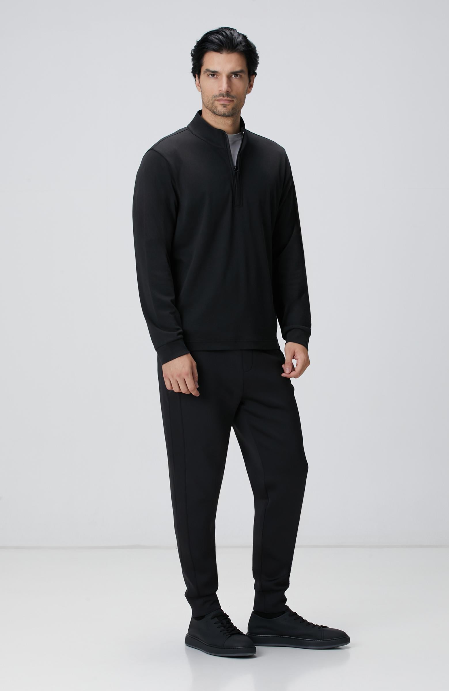 Network Erkek Siyah Uzun Kollu T-shirt