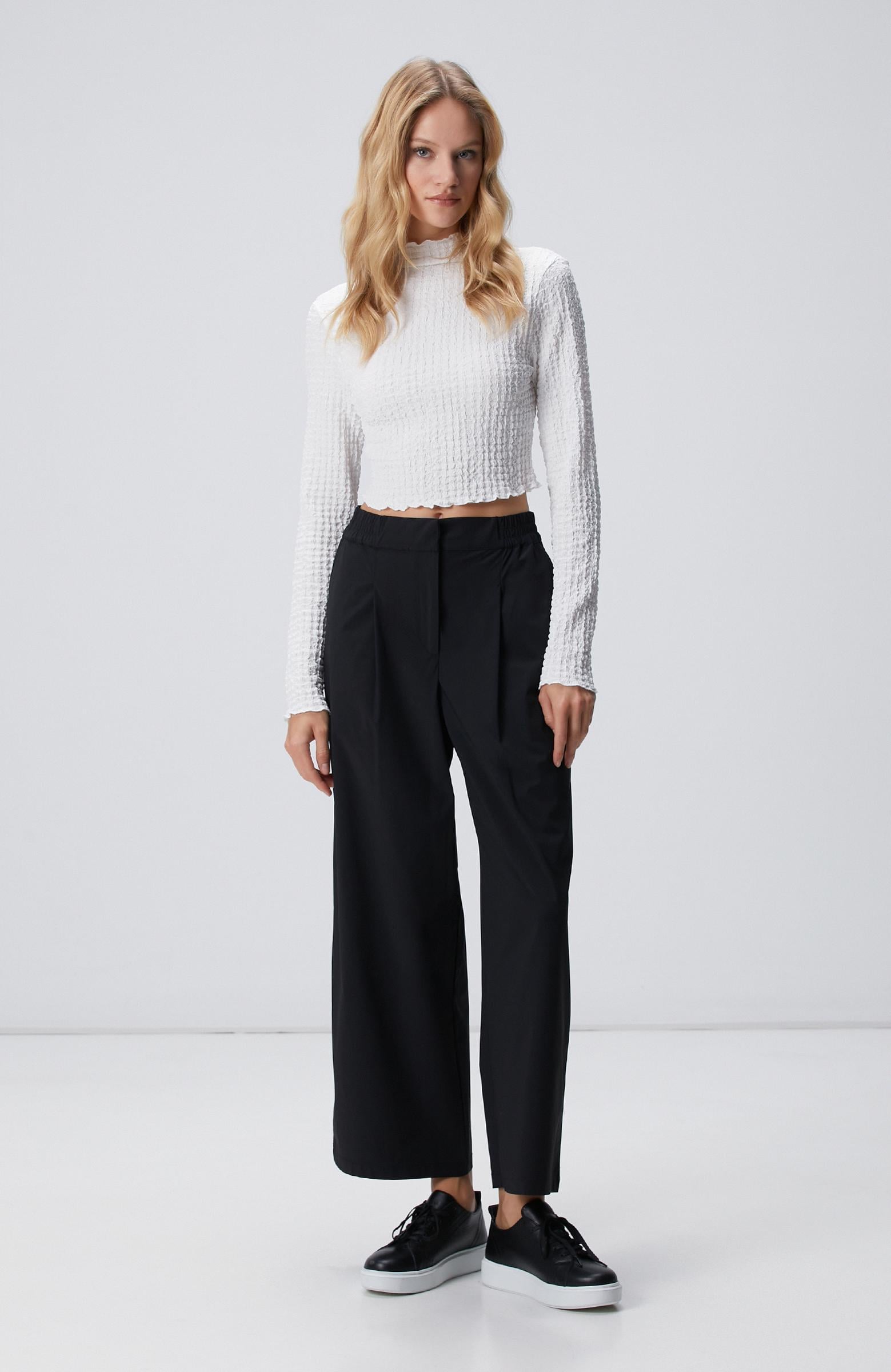 Network Kadın N-Tech Siyah Beli Lastikli Pantolon