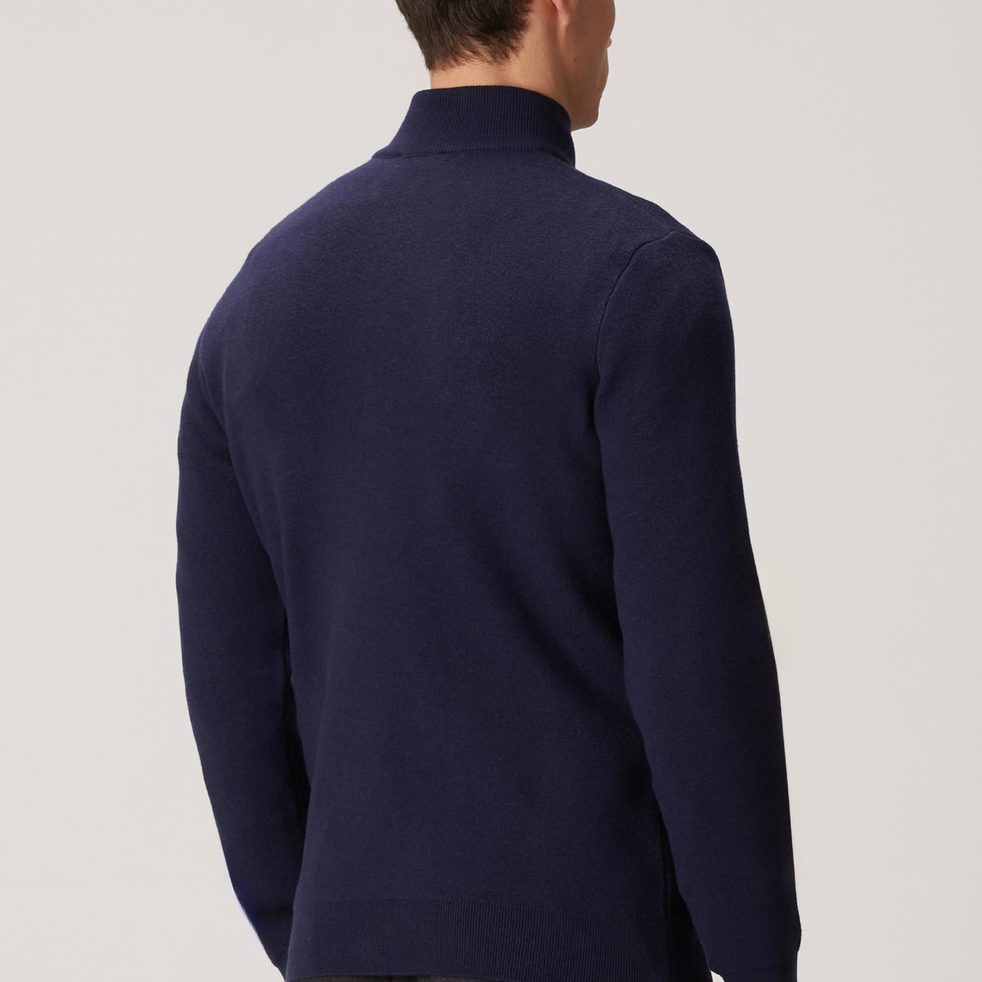 Network Erkek Lacivert Yakası Fermuarlı Triko Kazak