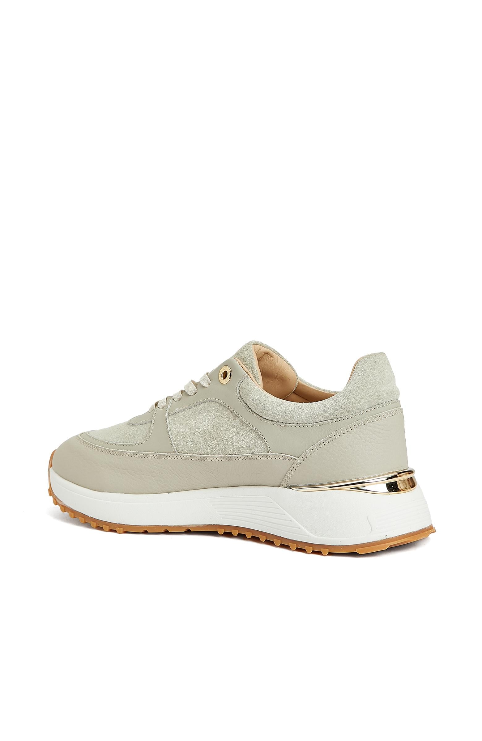 George Hogg Kadın Bej Desenli Deri Sneaker