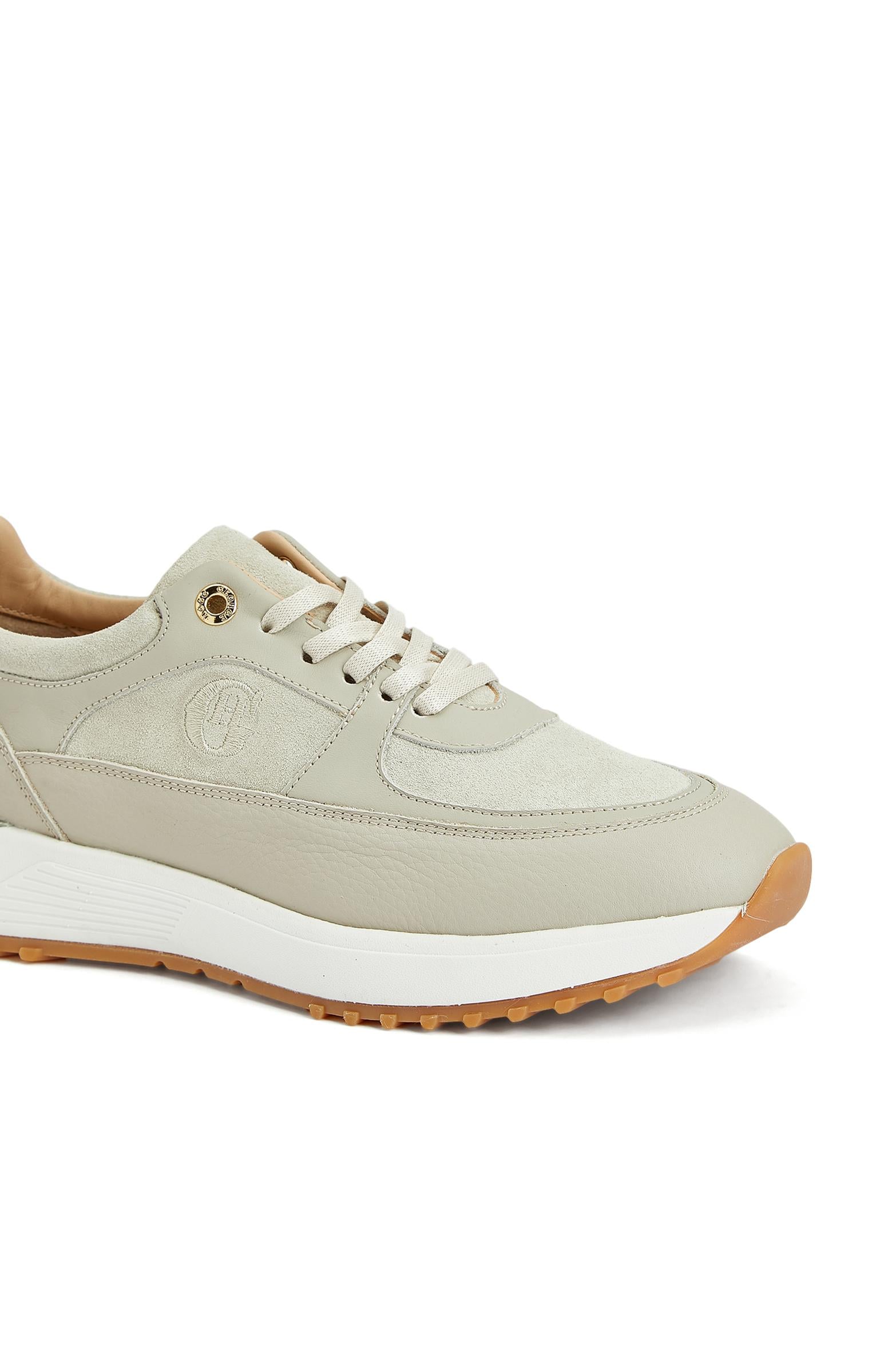 George Hogg Kadın Bej Desenli Deri Sneaker