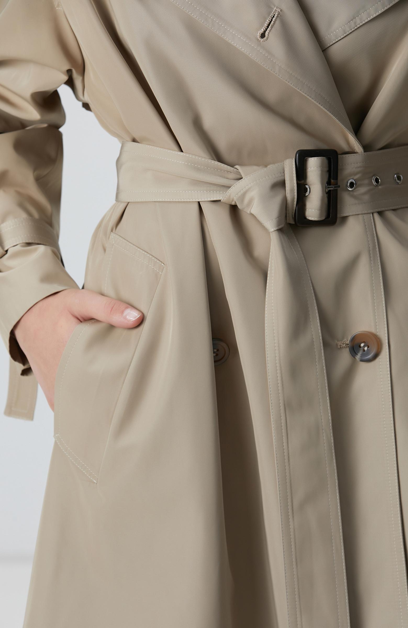 Network Kadın Bej Düğmeli Trençkot