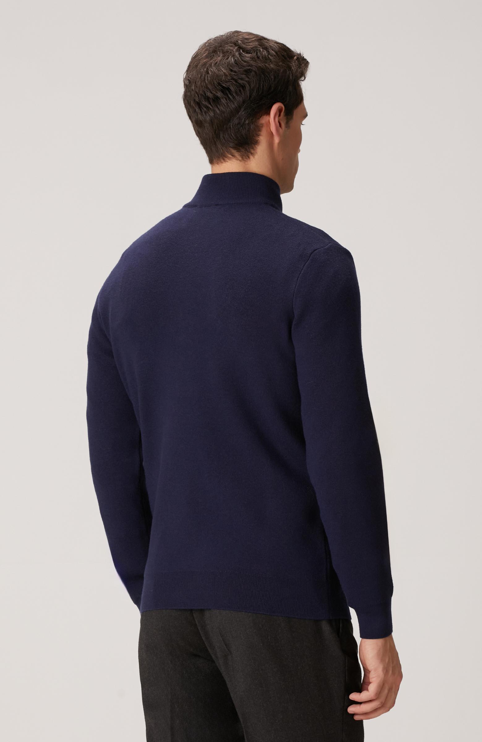 Network Erkek Lacivert Yakası Fermuarlı Triko Kazak