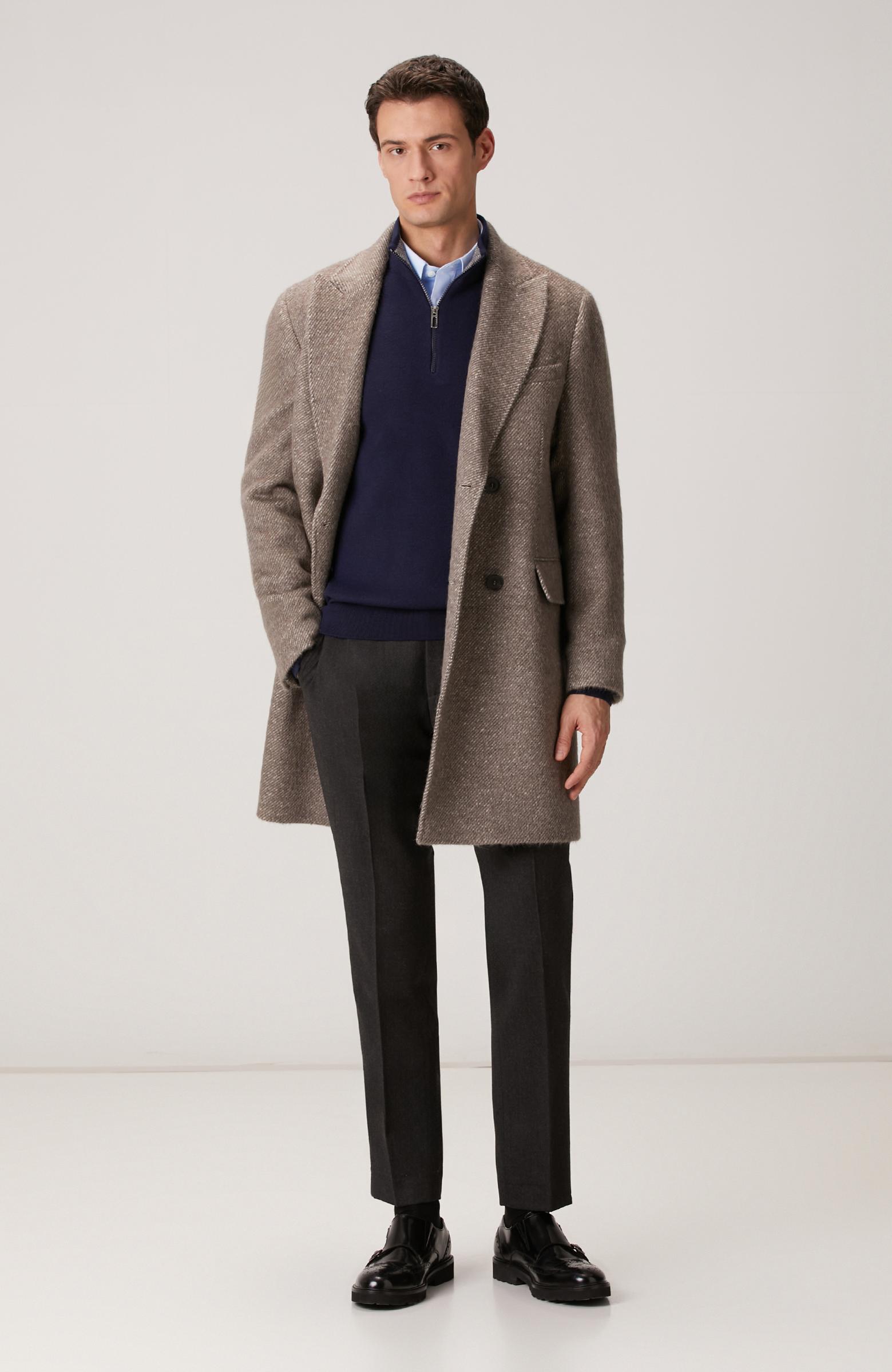 Network Erkek Lacivert Yakası Fermuarlı Triko Kazak