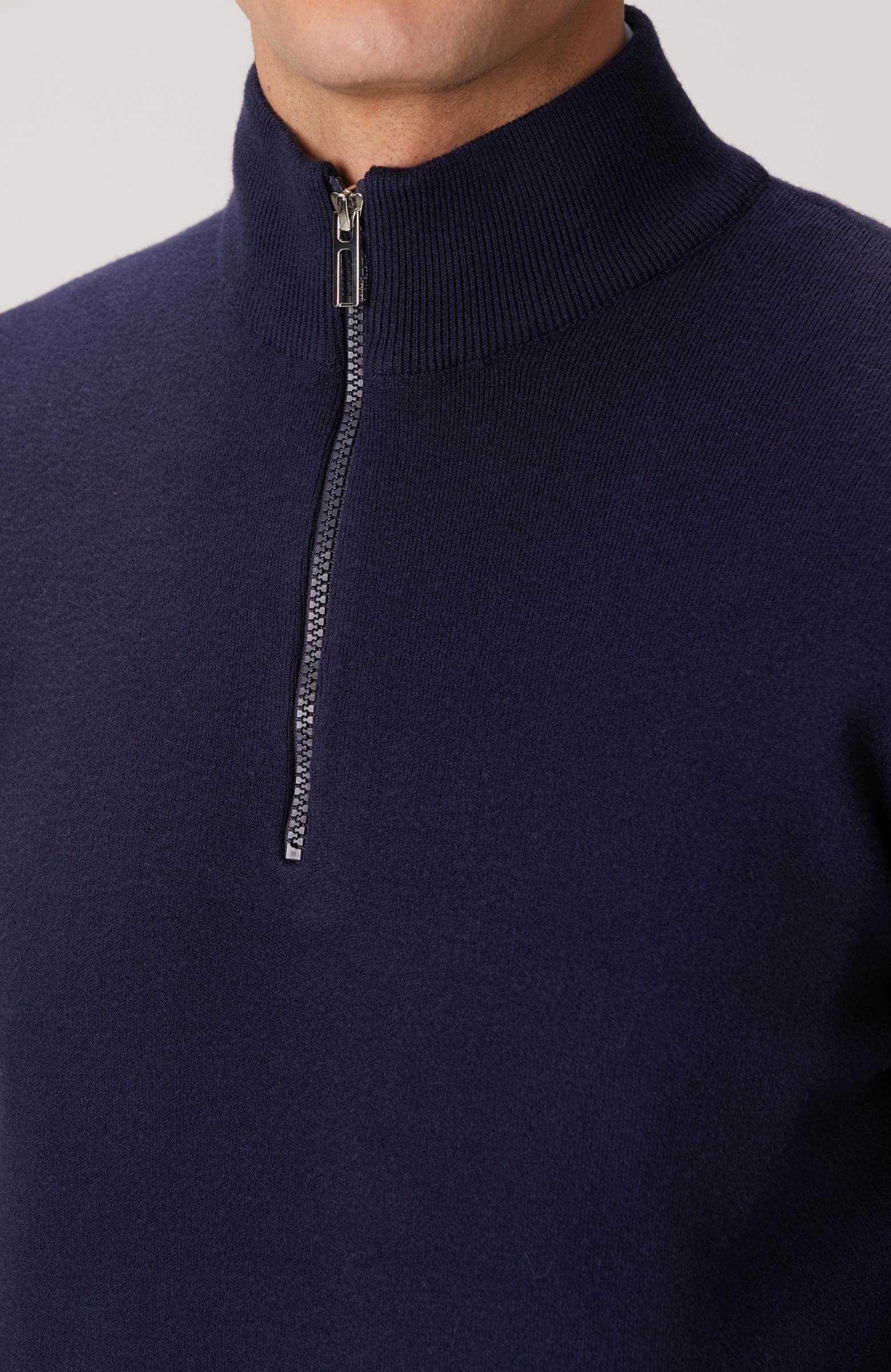 Network Erkek Lacivert Yakası Fermuarlı Triko Kazak