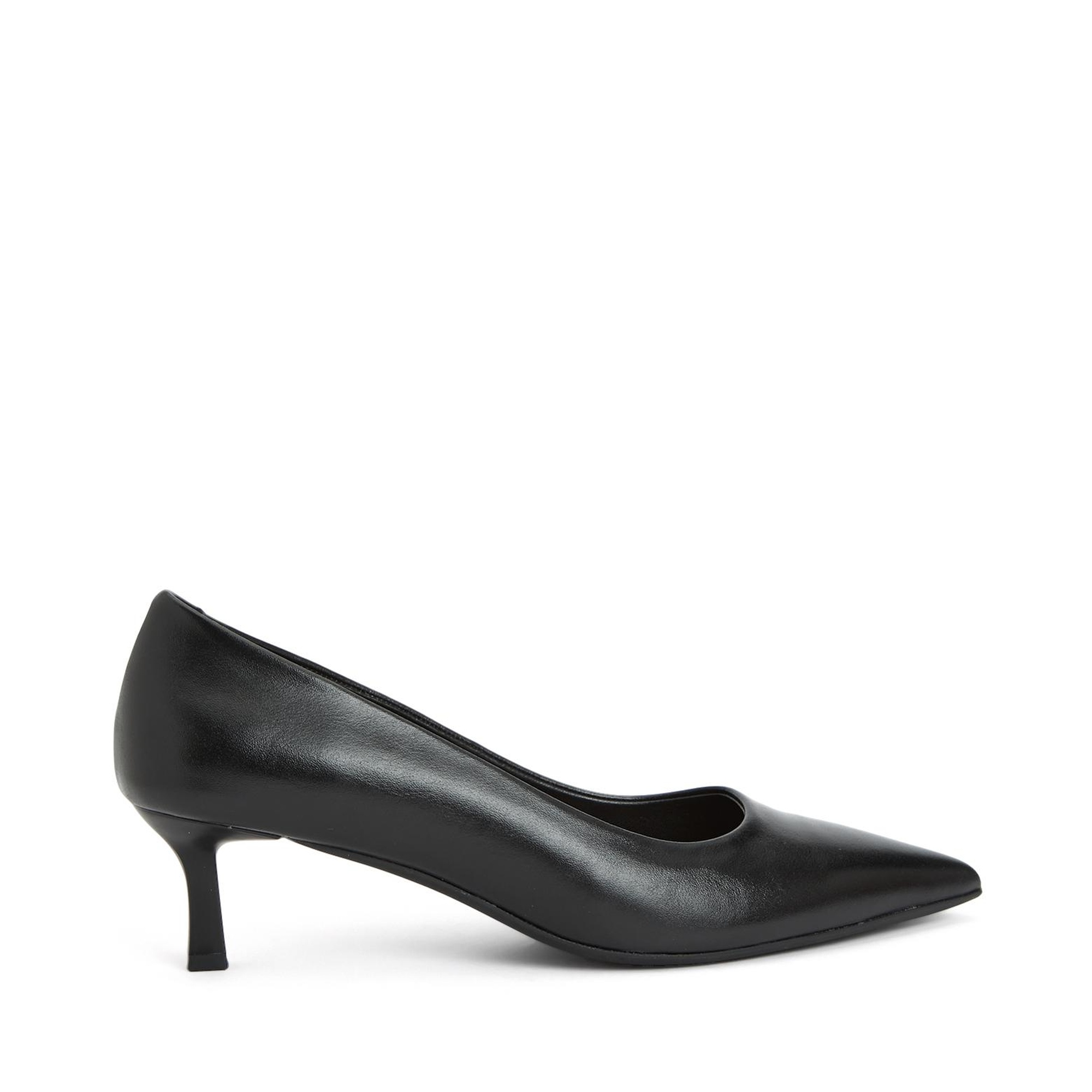 Divarese Kadın Siyah Deri Topuklu Ayakkabı