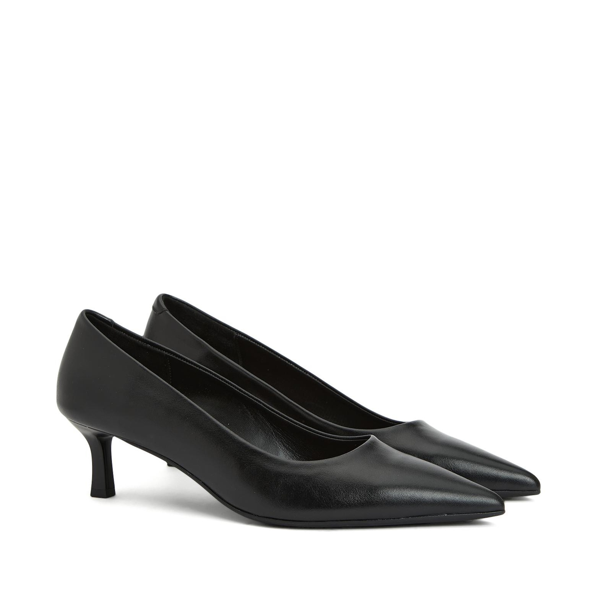 Divarese Kadın Siyah Deri Topuklu Ayakkabı