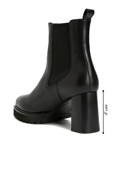  Divarese Kadın Siyah Topuklu Chelsea Deri Bot