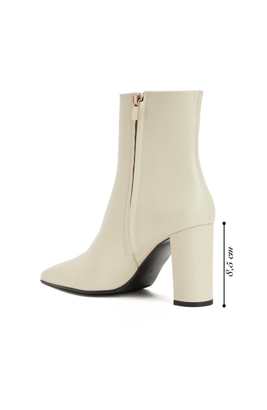  George Hogg Kadın Kırık Beyaz Fermuarlı Deri Bot