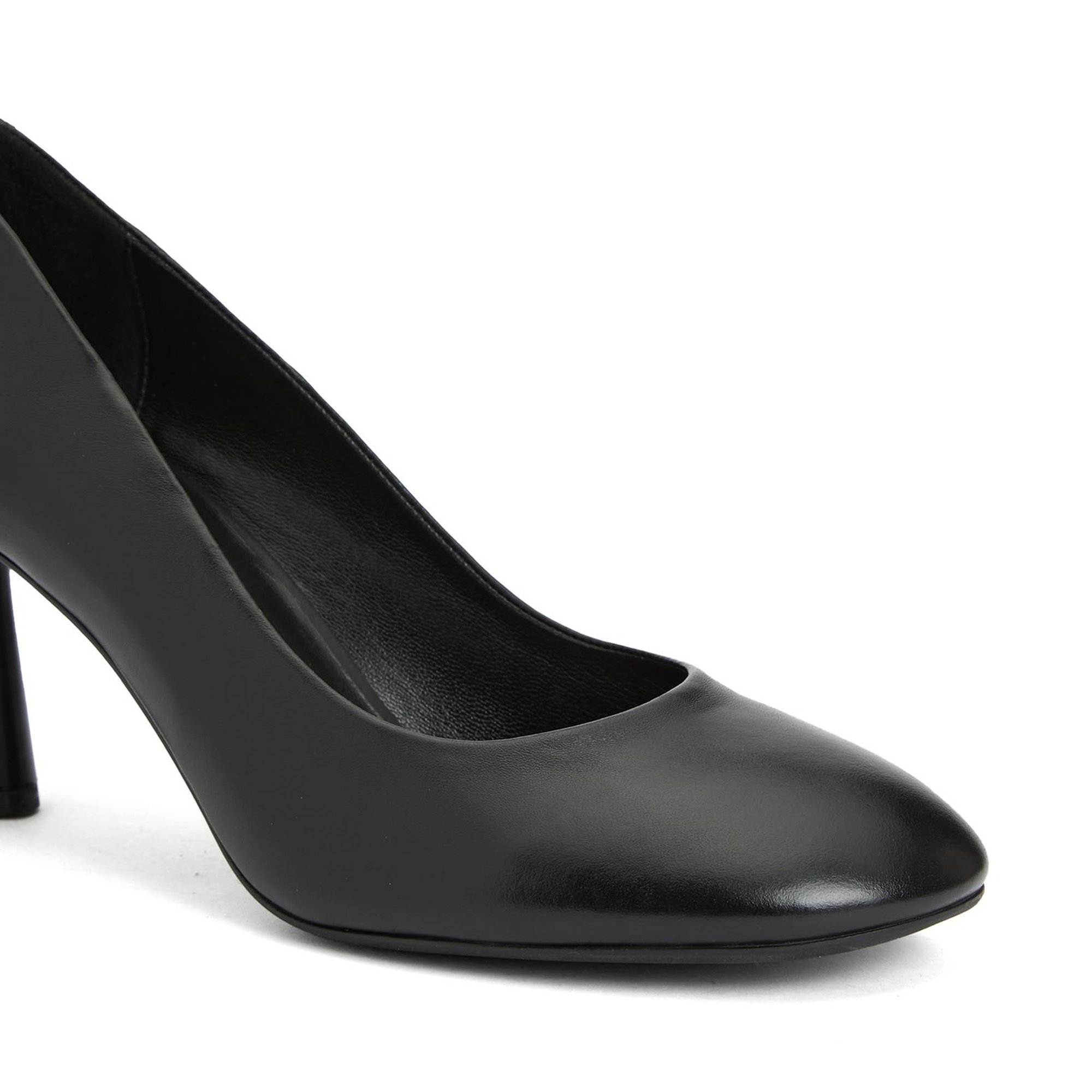 Divarese Kadın Siyah Deri Topuklu Ayakkabı