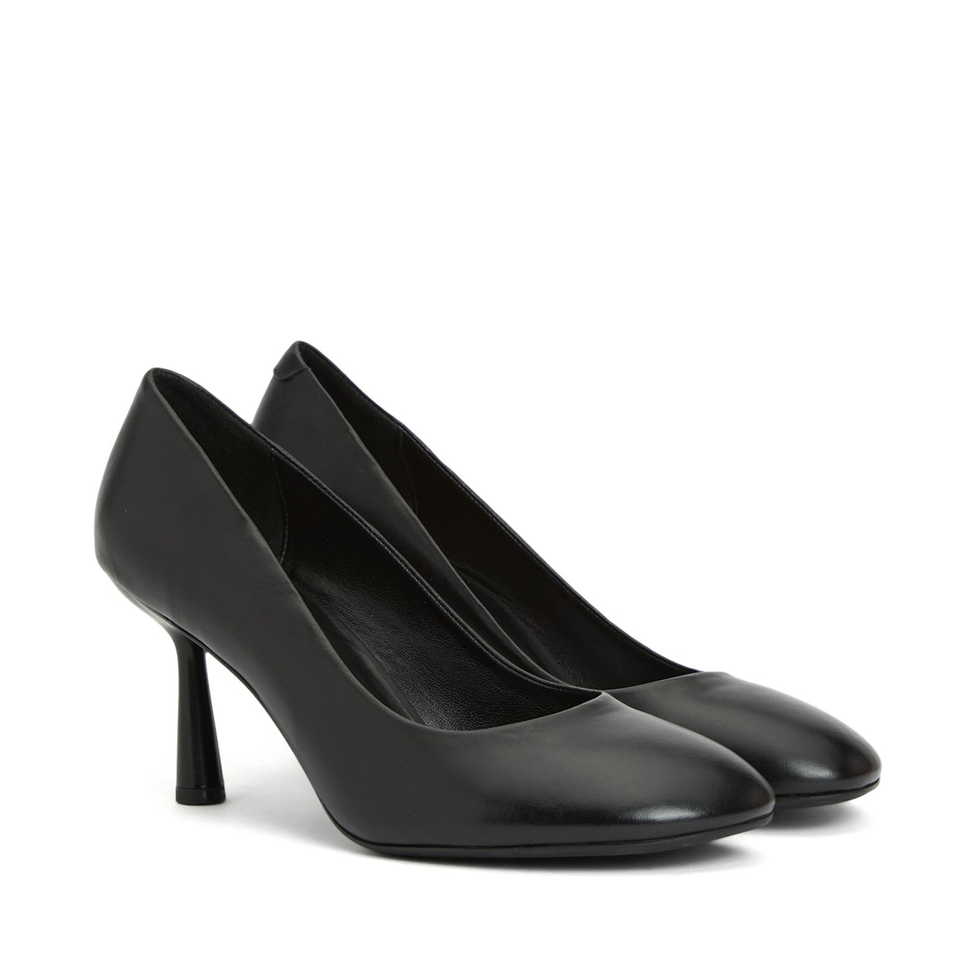 Divarese Kadın Siyah Deri Topuklu Ayakkabı