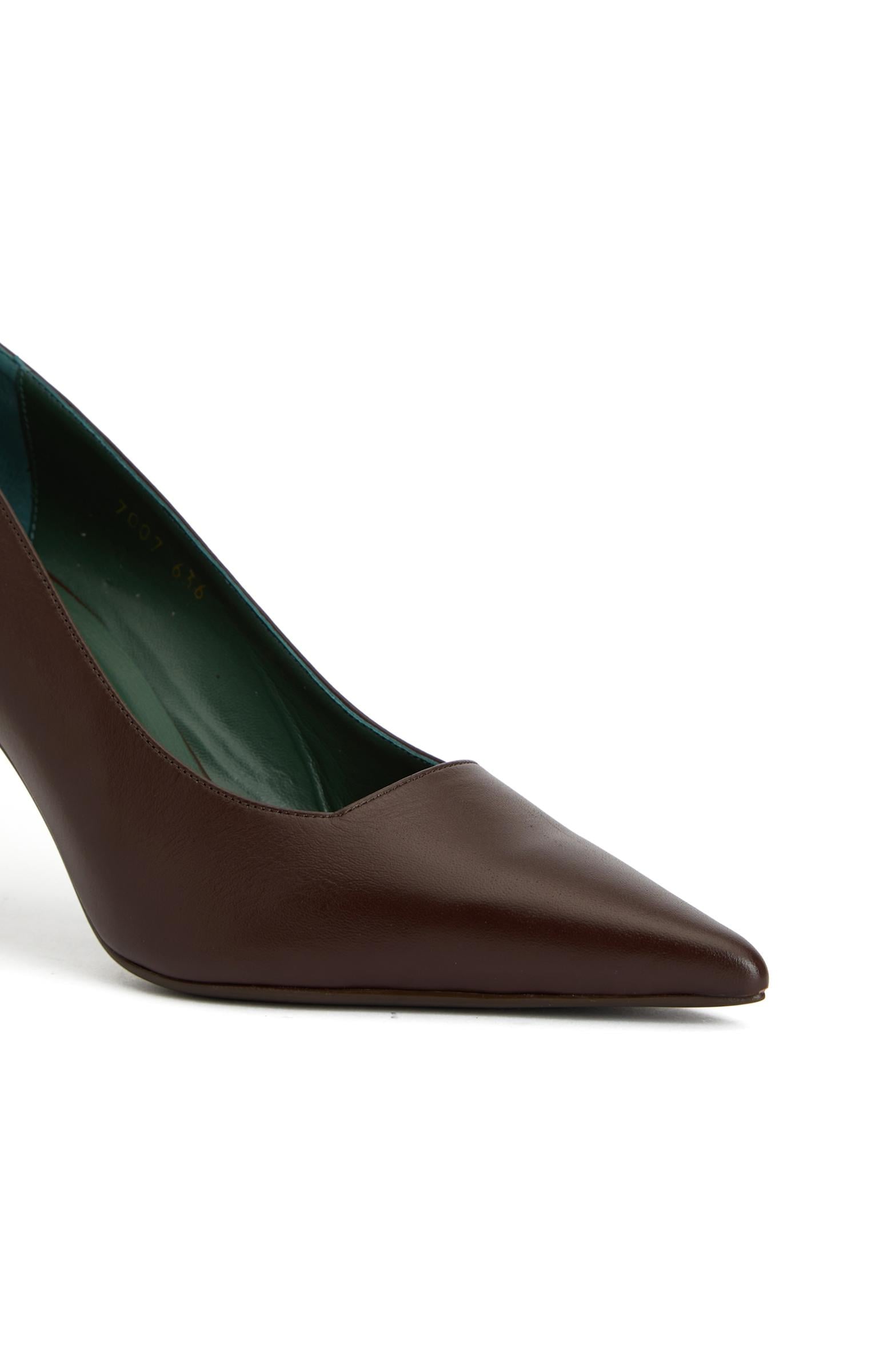 George Hogg Kadın Kahverengi Deri Topuklu Ayakkabı