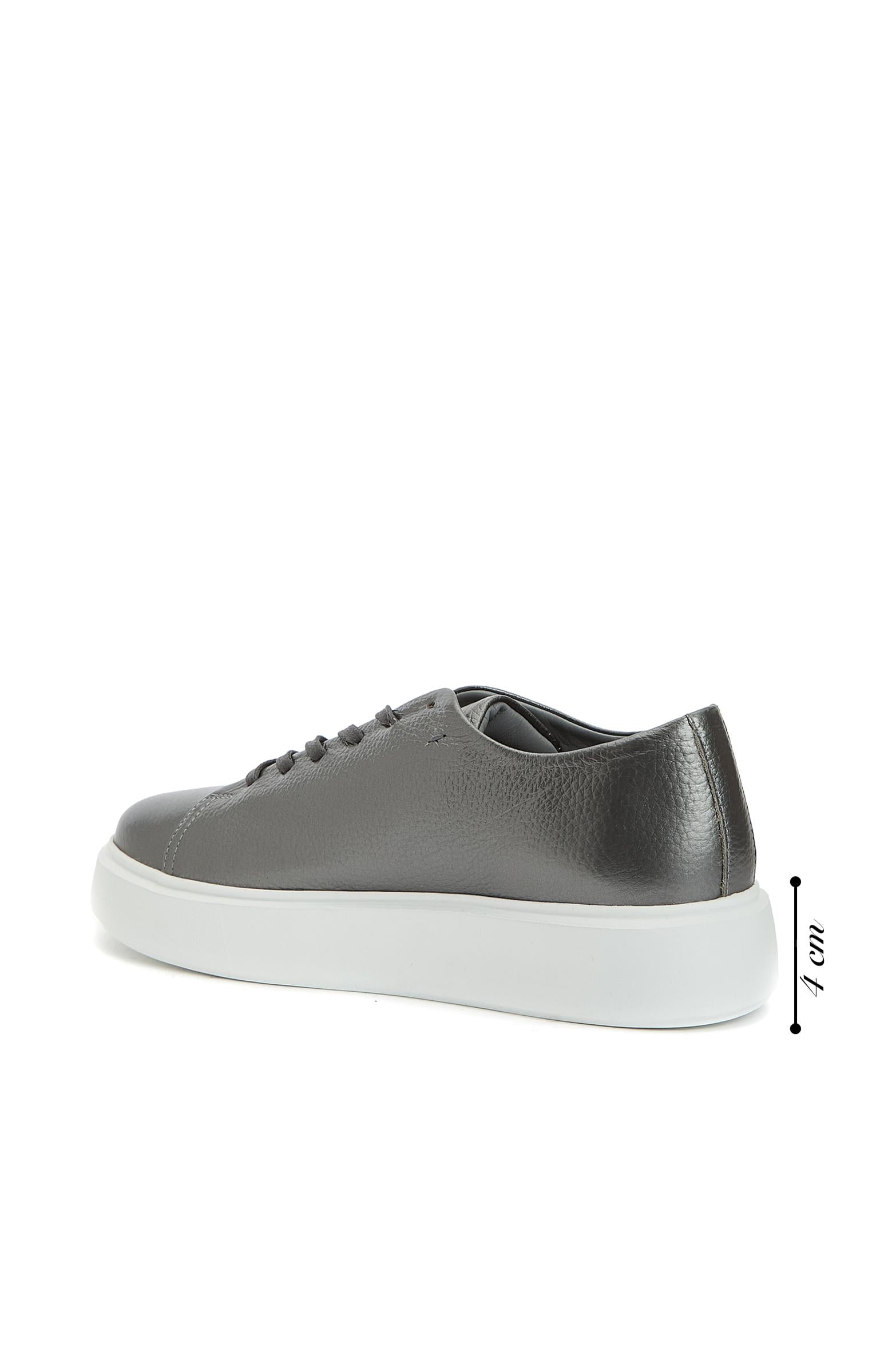 Network Kadın Platin Deri Bağcıklı Sneaker