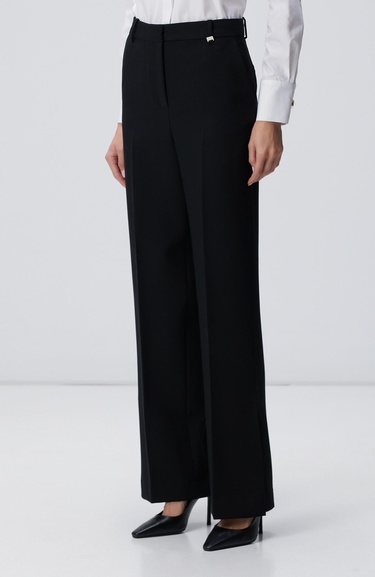  Network Kadın Siyah Paçası Yırtmaçlı Pantolon