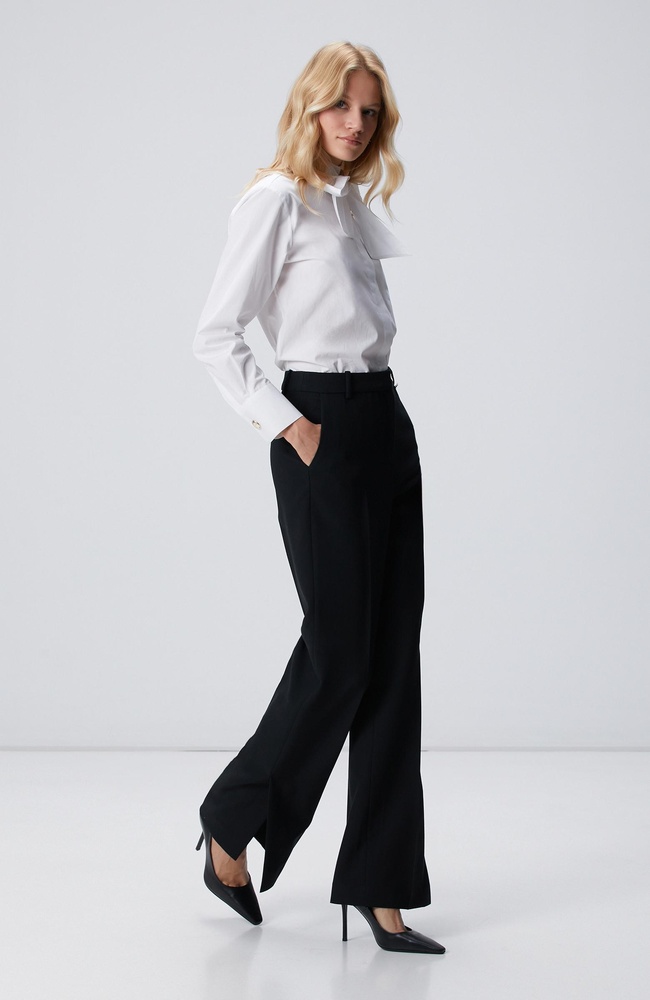  Network Kadın Siyah Paçası Yırtmaçlı Pantolon