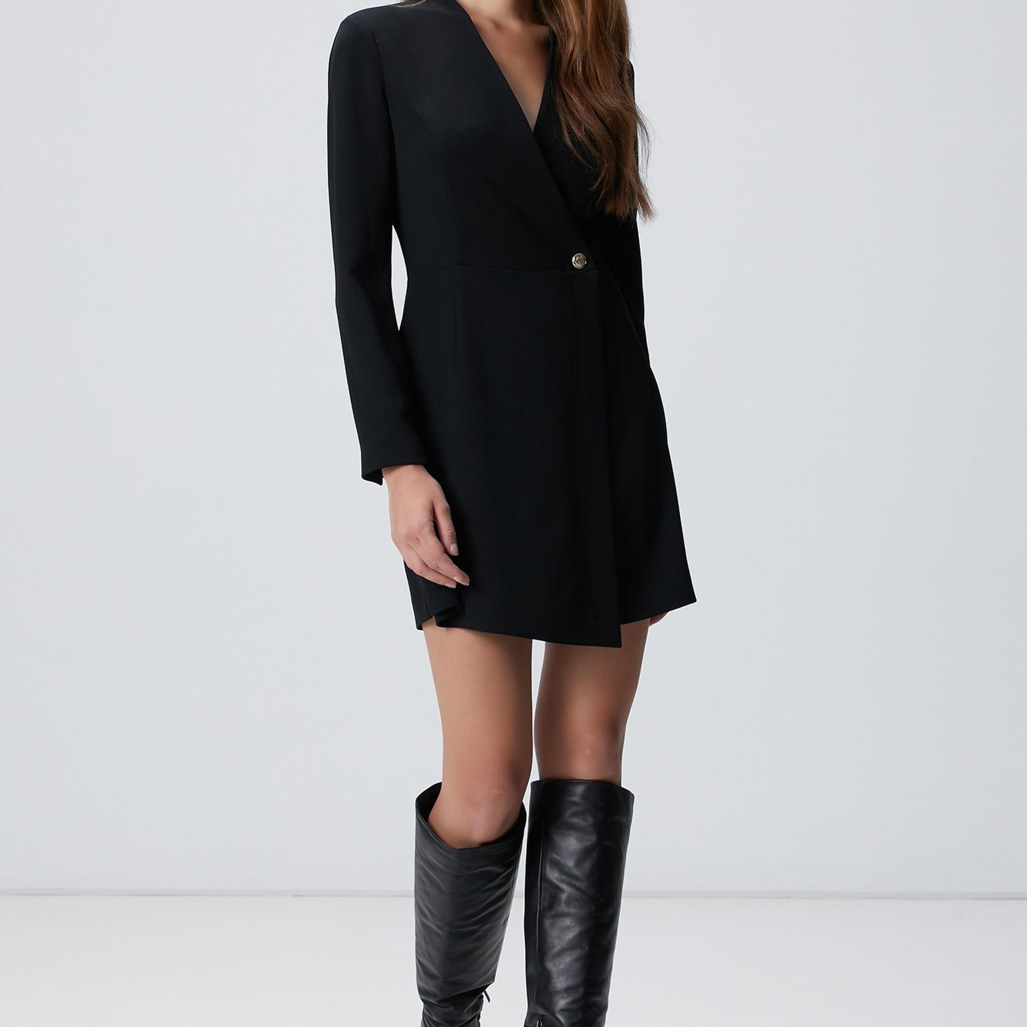 Network Kadın Siyah Aksesuarlı Mini Elbise