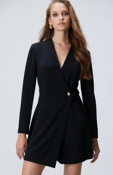  Network Kadın Siyah Aksesuarlı Mini Elbise