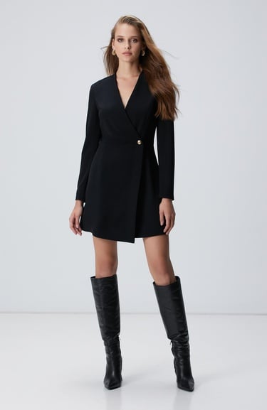  Network Kadın Siyah Aksesuarlı Mini Elbise