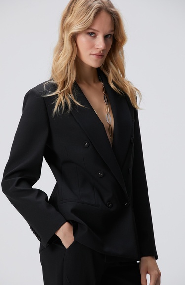  Network Kadın Siyah Yün Karışımlı Ceket