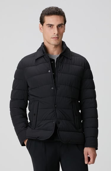  Network Erkek Siyah Puffer Coat Ceket