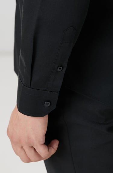  Network Erkek Non-Iron Siyah Saten Gömlek